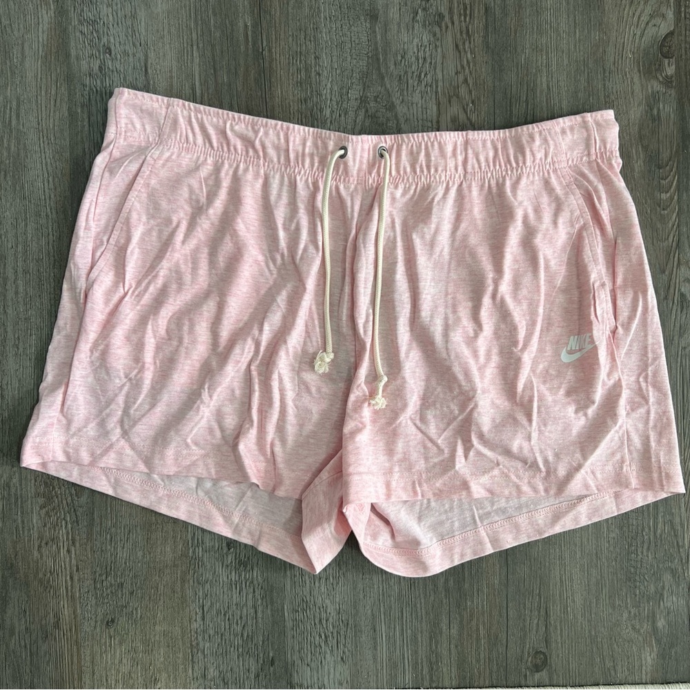Nike Women’s Plus Size Gym Vintage Mid Rise Shorts in Heather Pink